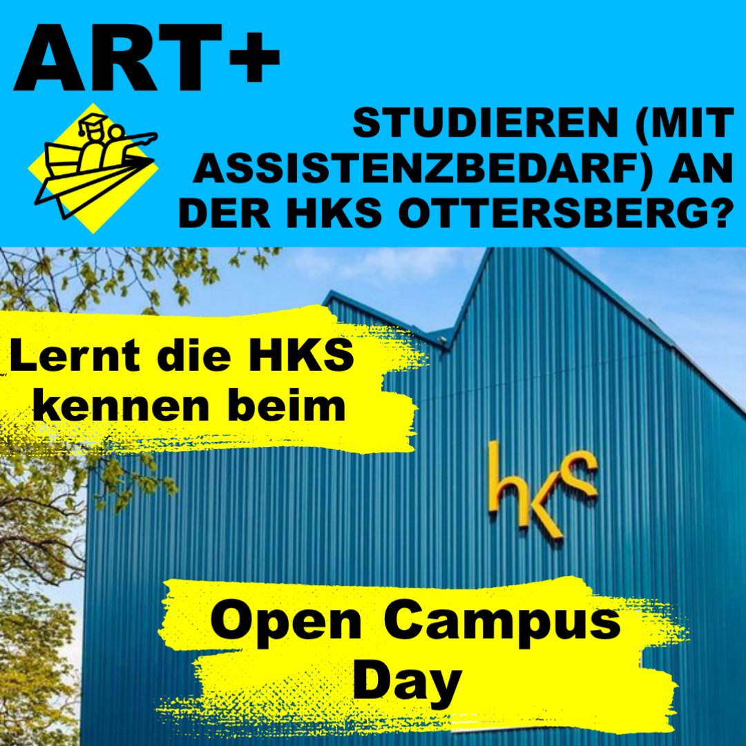 Blaues Gebäude der HKS Ottersberg  und Informationen zum „Open Campus Day“ für Studierende mit Assistenzbedarf.