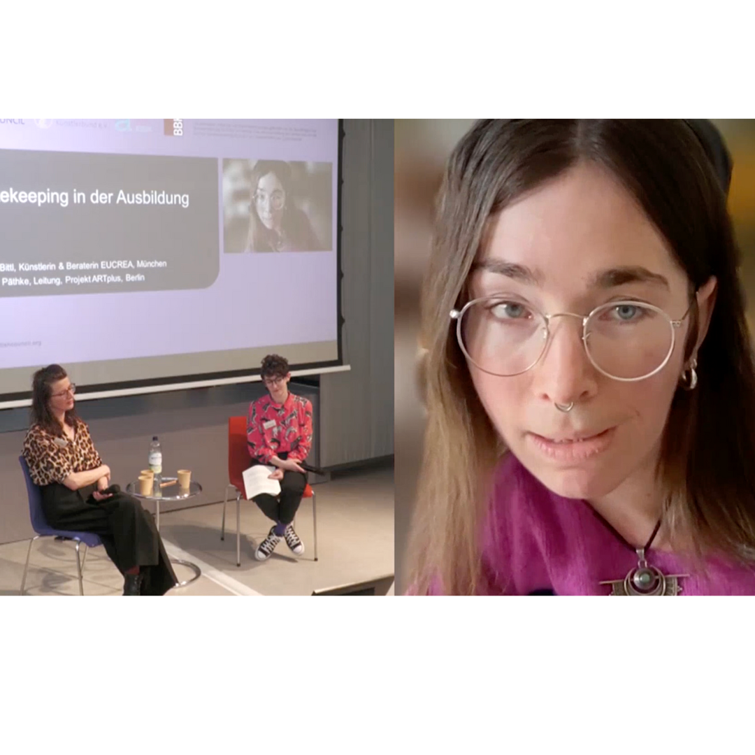 Das Bild zeigt drei Personen in einer Interview-Situation.